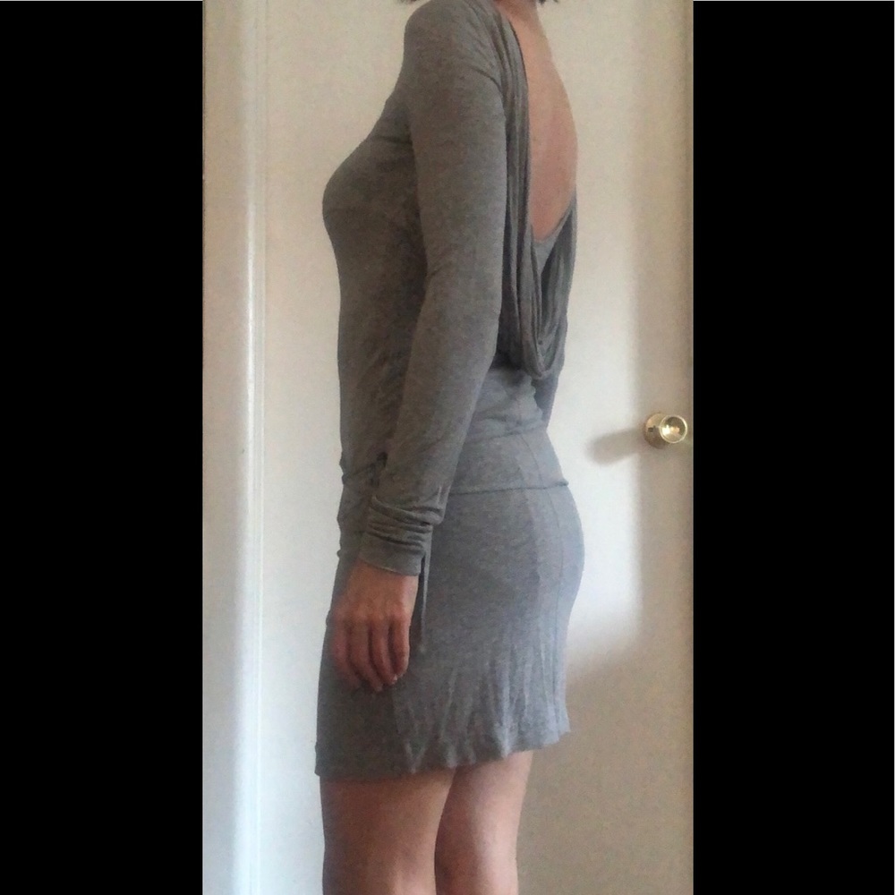 3 for $20❤️Zara Grey Mini Dress Tie on Hips Low Back Long Sleeve Size XS